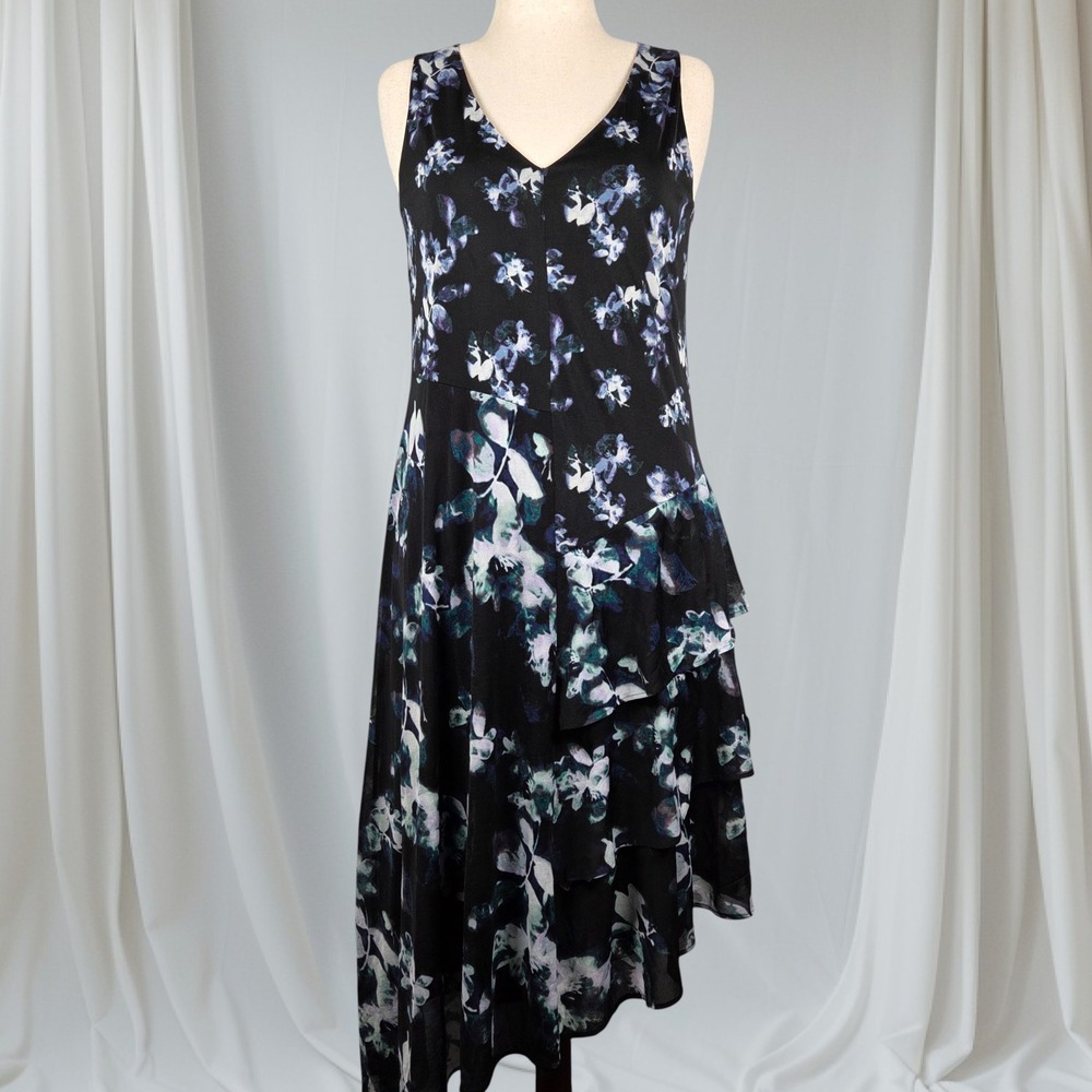 Simply Vera Wang Floral Print Sleeveless‎ Midi Dress Women's M Whimsigoth Fairy